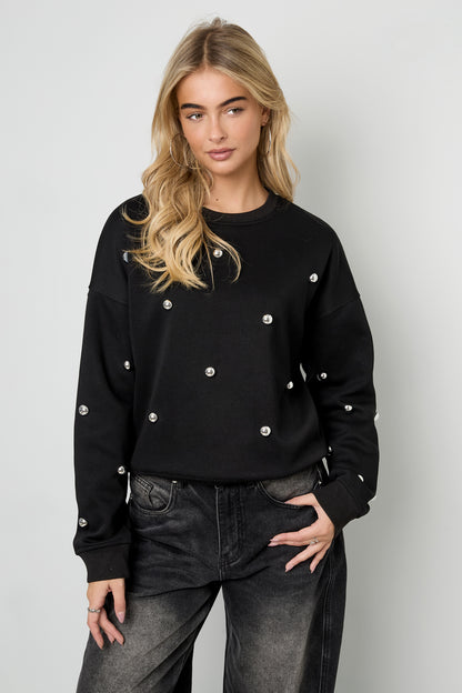 Gebreide Katoen Vrouwen Lange Mouw Top Casual Polkadots