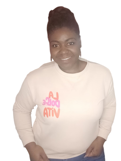 Mooij dames sweater "La Dolce Vita" - Beige | Colourful Sweaters collectie