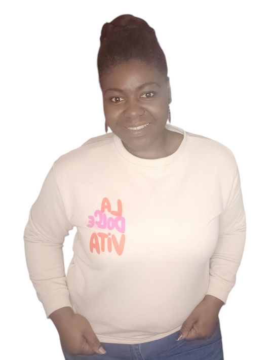 Mooij dames sweater "La Dolce Vita" - Beige | Colourful Sweaters collectie