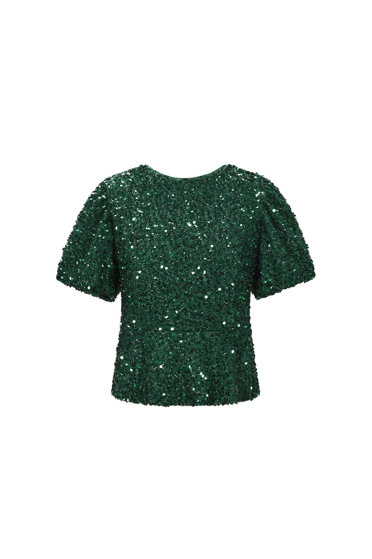 Geweven Polyestervezel Vrouwen Korte Mouwen Tops Elegante Pailletten