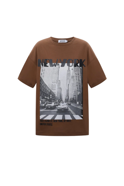 Gimme shirt: New York T-shirt dames - 🖤Zwart, 🤎Bruin