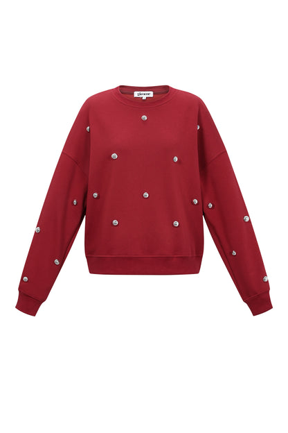 Gebreide Katoen Vrouwen Lange Mouw Top Casual Polkadots