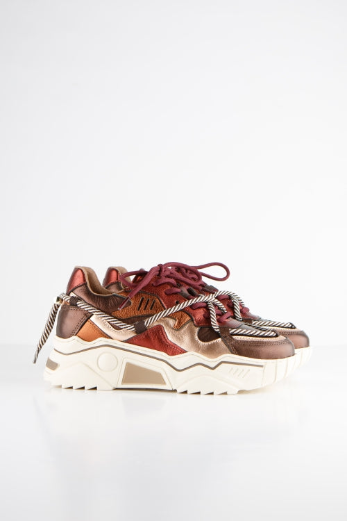 DWRS Label leren sneakers: Jupiter metallic - Bruin / Bordeaux