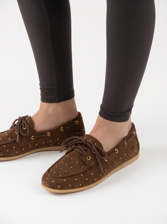 DWRS Label suède mocassin Latty small studs - Bruin