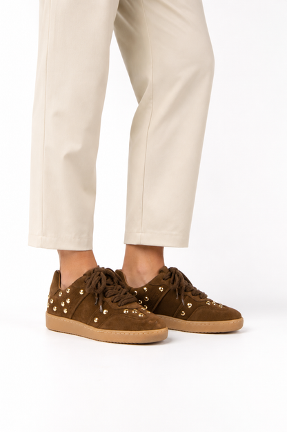 DWRS Label sneakers Poona big studs - Donker bruin