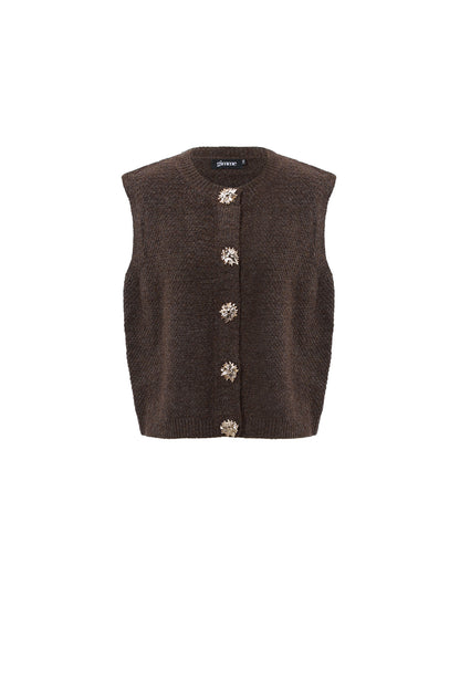 Gebreide Polyestervezel Vrouwen Gebreide Vest Casual Solide Kleur