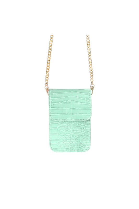 Croco dames telefoon tasje - Mintgroen/ mintkleur | Animal collectie