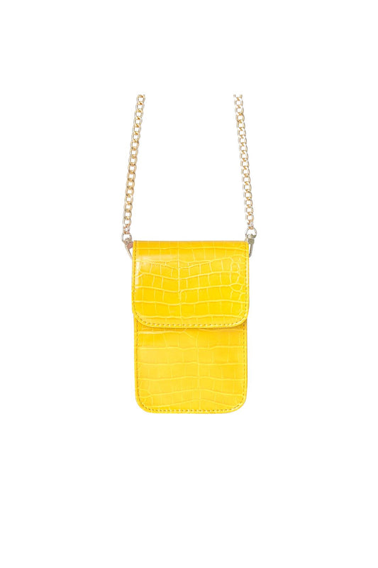 Croco dames telefoon tasje - Geel | Animal collectie