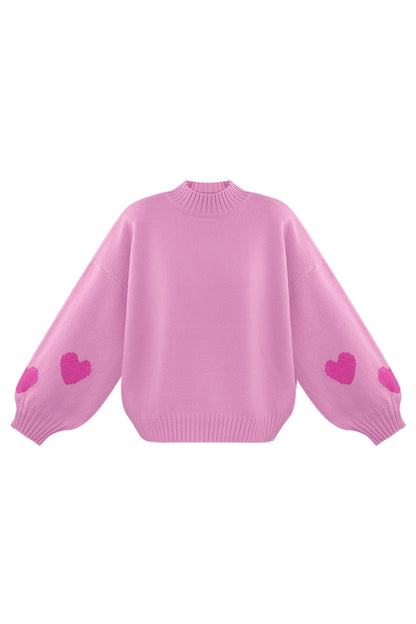 Gebreide Wolmix Vrouwen Oversized Trui Hart Appliqué Ontwerp
