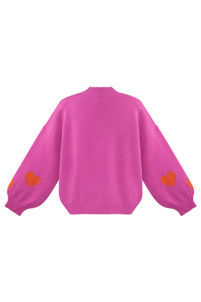 Gebreide Wolmix Vrouwen Oversized Trui Hart Appliqué Ontwerp