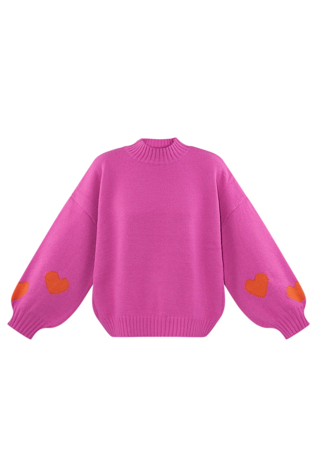 Gebreide Wolmix Vrouwen Oversized Trui Hart Appliqué Ontwerp