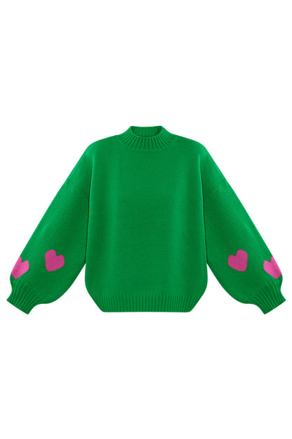 Gebreide Wolmix Vrouwen Oversized Trui Hart Appliqué Ontwerp