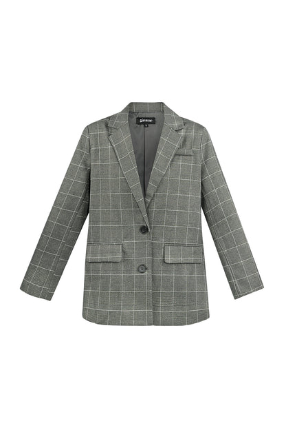 Polyestervezel Vrouwen Suit Set Conservatief Geruit Herfst/Winter