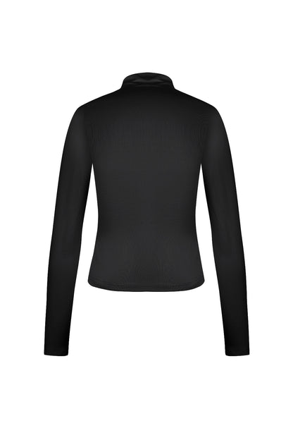Polyester Vrouwen Lange Mouw Top Ribbel Hoge Kraag
