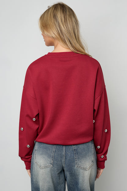 Gebreide Katoen Vrouwen Lange Mouw Top Casual Polkadots