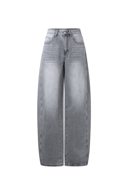 Dames barrel jeans / Balloon jeans - Blauw, Gebroken Wit en Lichtgrijs 