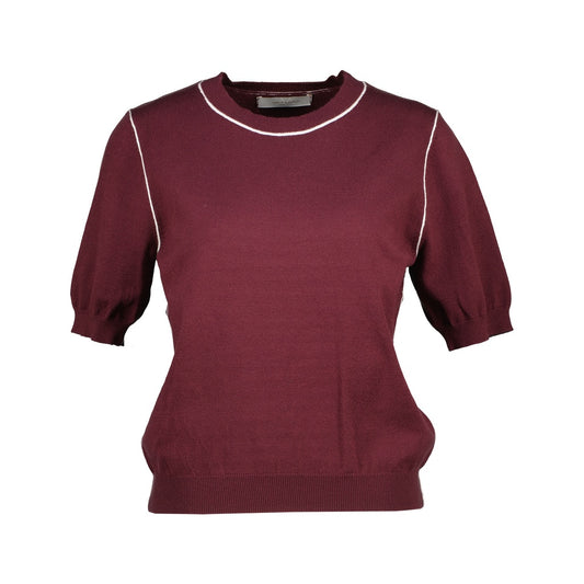 Amélie & Amélie: fijn gebreide top met korte mouwen dames - Bordeaux
