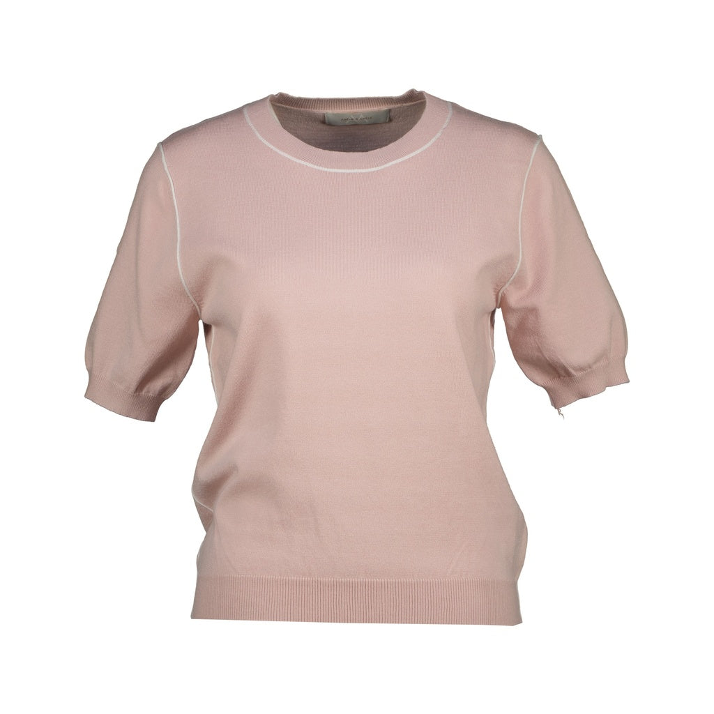 Amélie & Amélie: fijn gebreide top met korte mouwen dames - Roze