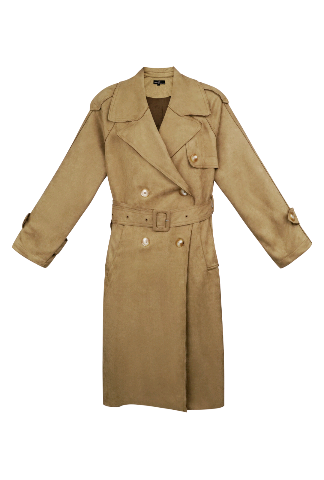 Suedine trenchcoat dames lang - Beige/ Camel | Fall4Me collectie