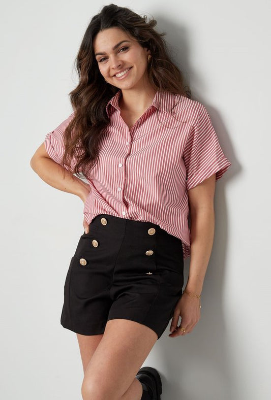 Gestreepte blouse dames - Rood / Wit| Tee Time collectie