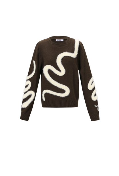 Gimme gebreide trui dames; Soft swirl - Bruin| Fall4me collectie