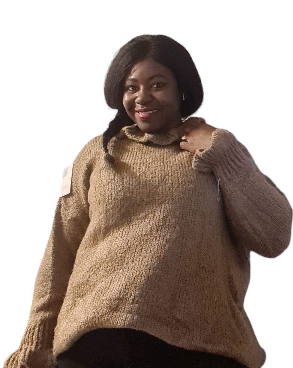 Dames trui met ruffel mouwen en kraag, grote maten - Camel kleur