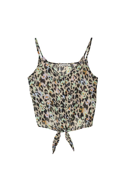 Crop top met knoop in vrolijke luipaard print.