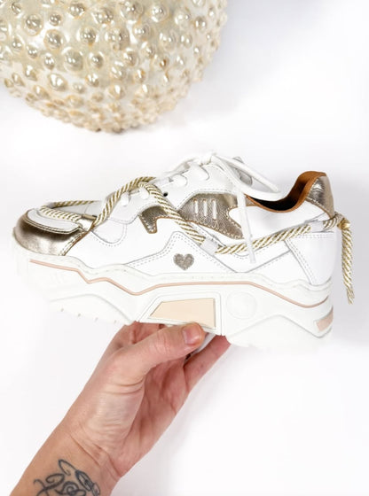 DWRS Label sneakers Jupiter heart - Wit / Champagne