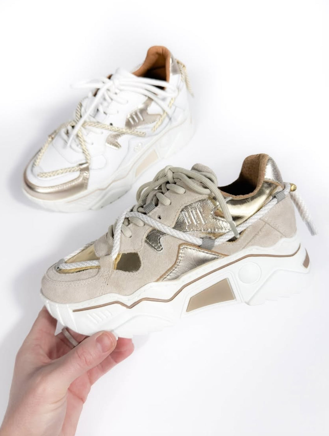 DWRS Label sneakers Jupiter heart - Wit / Champagne