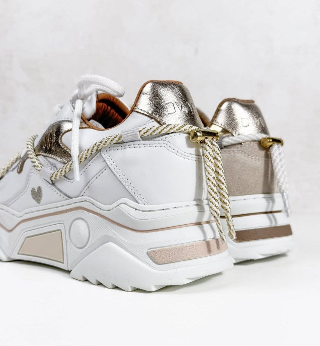 DWRS Label sneakers Jupiter heart - Wit / Champagne
