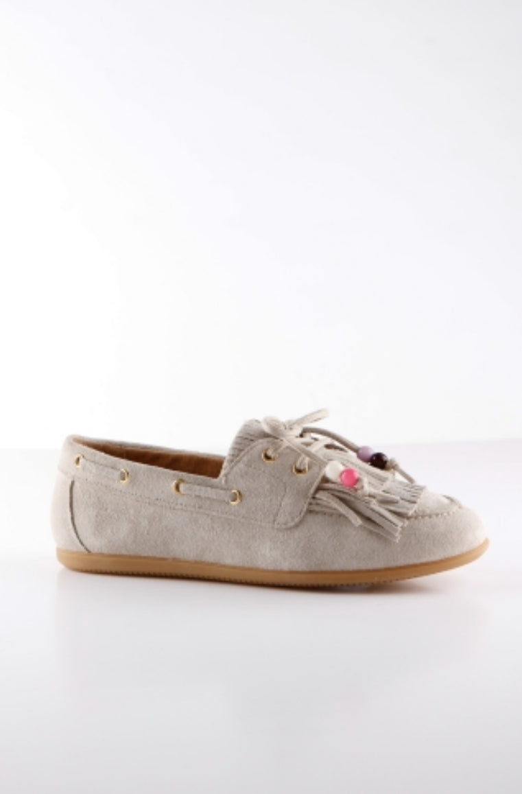 DWRS Label suède mocassin; Latty fringes - Sand