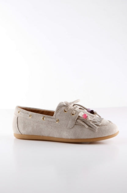 DWRS Label suède mocassin; Latty fringes - Sand