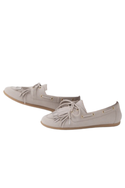 DWRS Label suède mocassin; Latty fringes - Sand