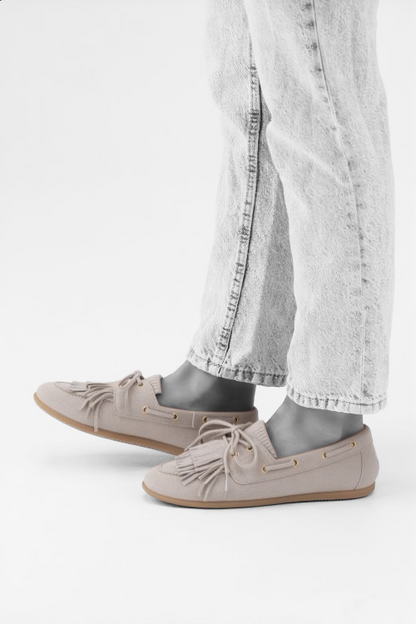 DWRS Label suède mocassin; Latty fringes - Sand