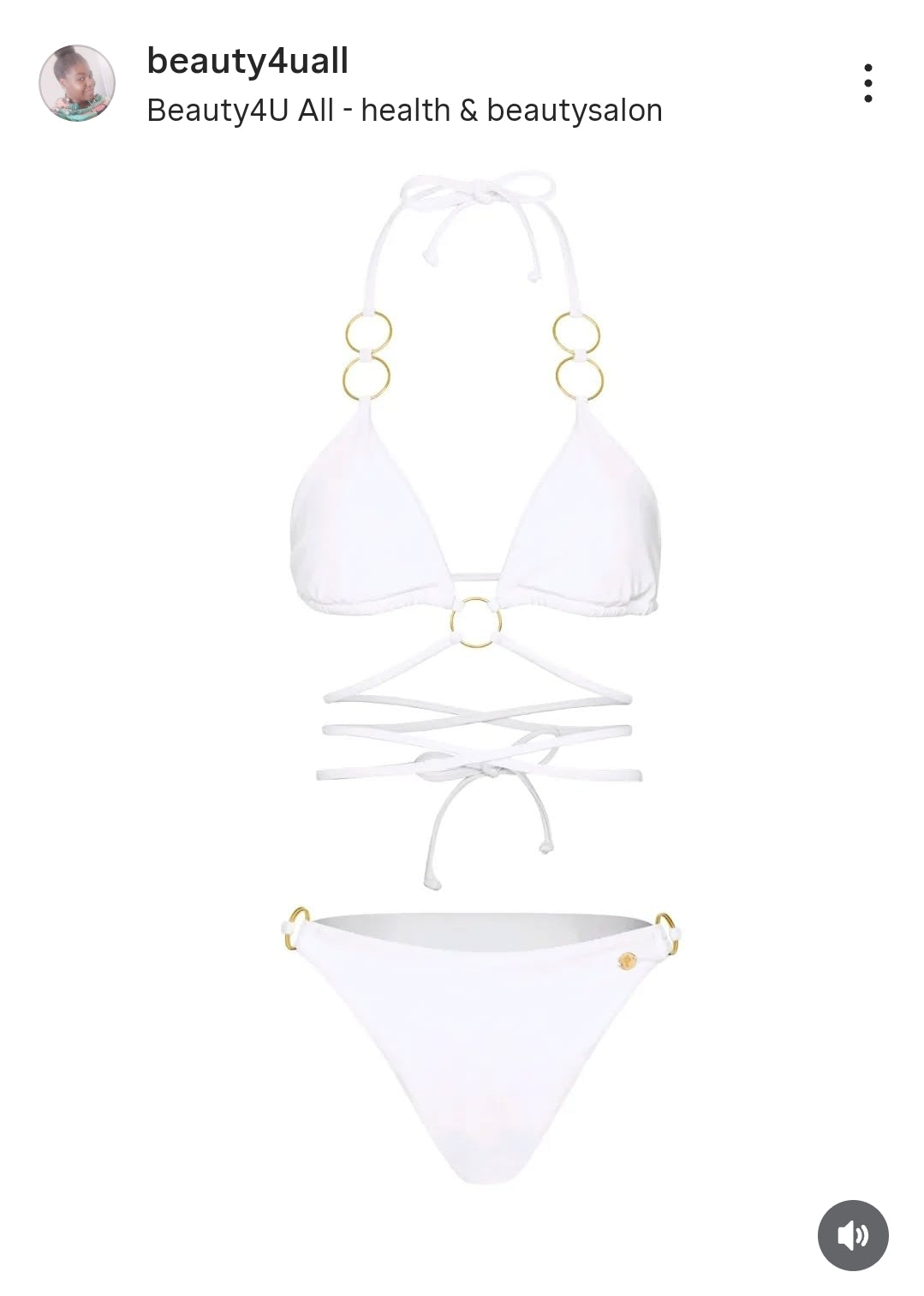 Myra; Witte triangel bikini met gouden ringen
