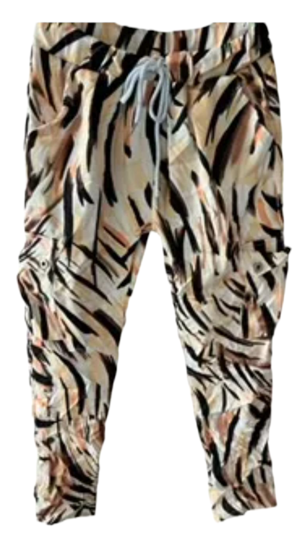 Stretch broek dames met print - Beige | End of Summer collectie