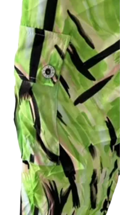 Stretch broek dames met print - Groen | End of Summer collectie