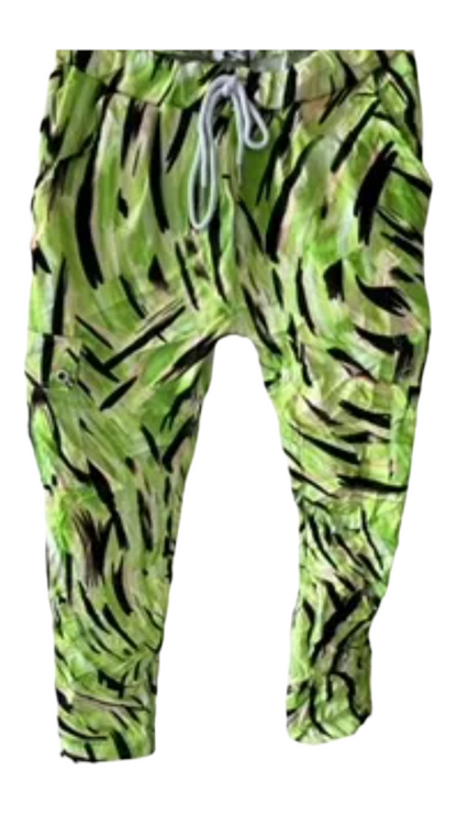 Stretch broek dames met print - Groen | End of Summer collectie