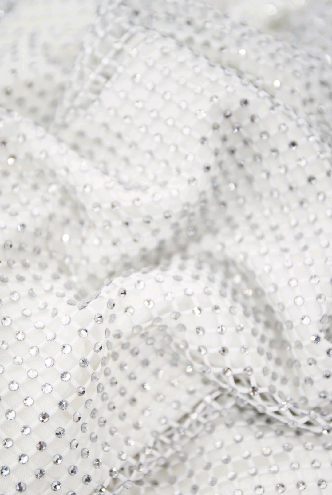 Dames strass jurk; net met lange mouwen - Wit | Sparkle on Me collectie