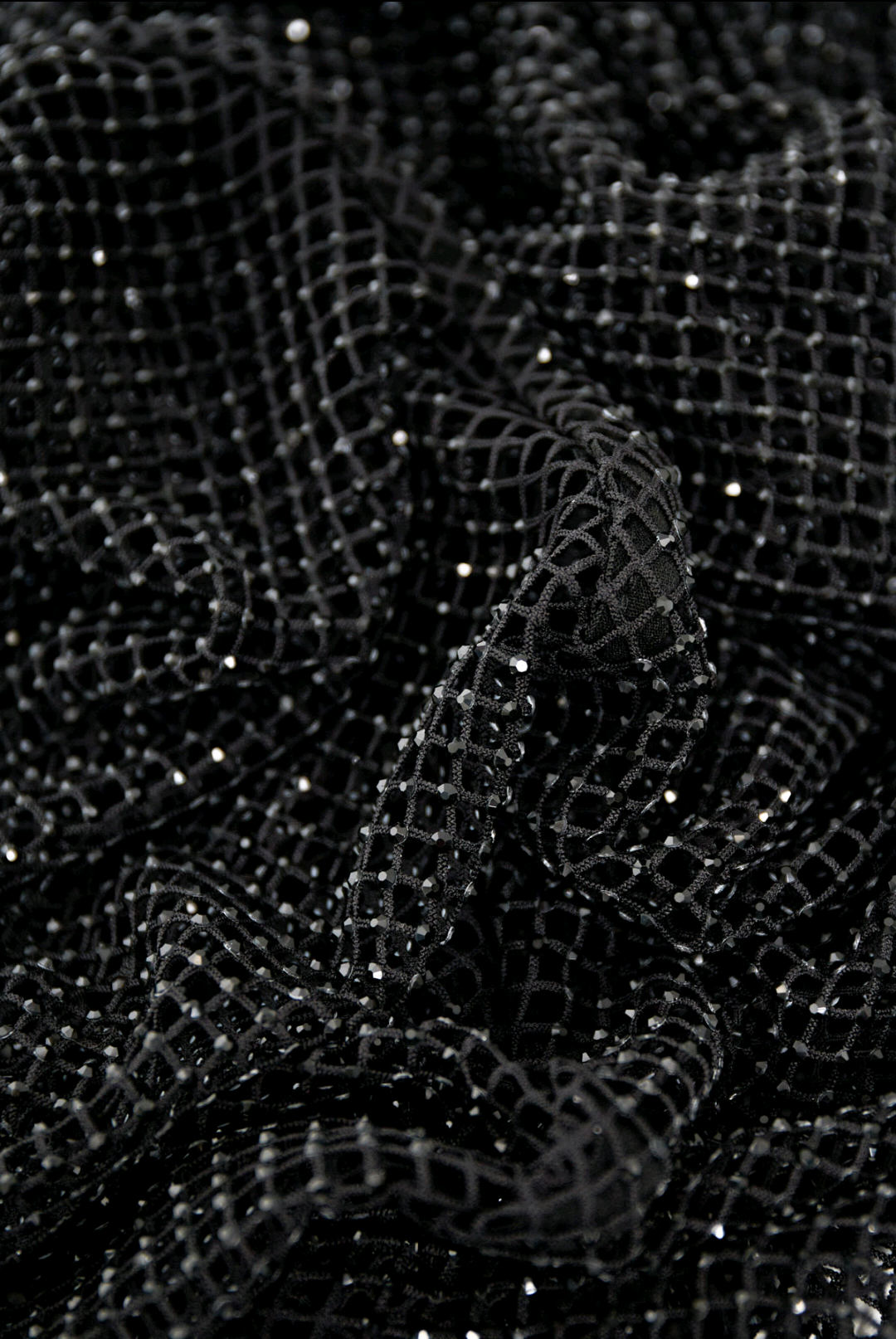 Dames strass jurk; net met lange mouwen - Zwart | Sparkle on Me collectie