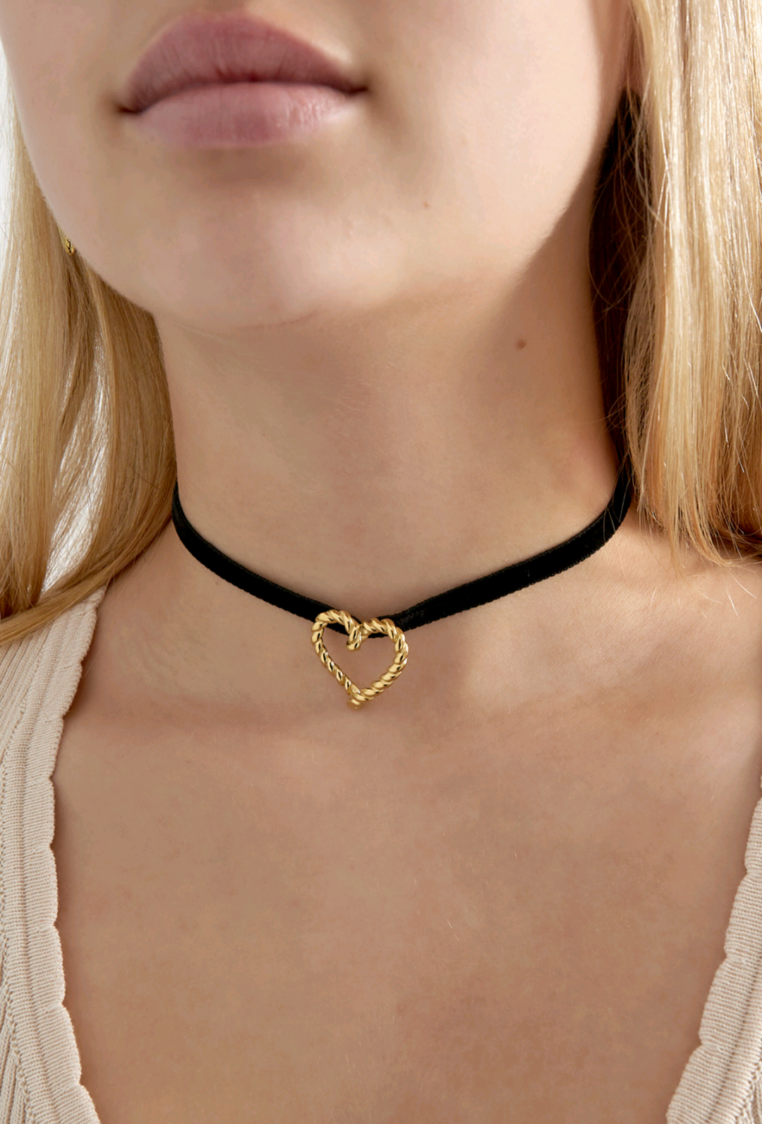Dames ketting - met goudkleurige RVS Twisted Heart | Fall4me collectie 2.0
