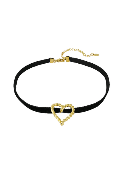 Dames ketting - met goudkleurige RVS Twisted Heart | Fall4me collectie 2.0