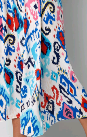 Dames maxi jurk/ lange jurk met print en tailleband - Blauw | Lente & Pastels collectie