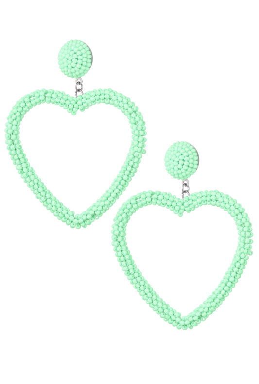 Dames oorbellen; kralen candy hart - Mintgroen | Lente & Pastels collectie