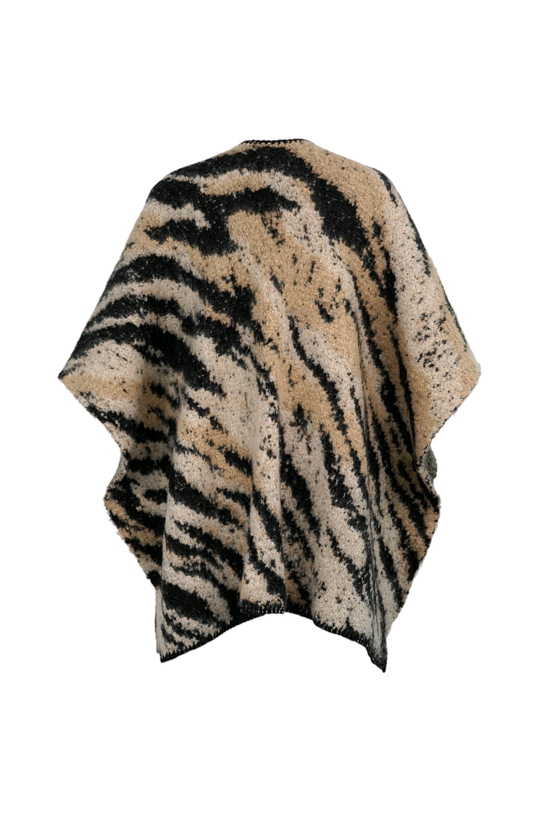 Dames omslagdoek/ poncho met dierenprint - Zwart/ Beige | Fall4Me collectie
