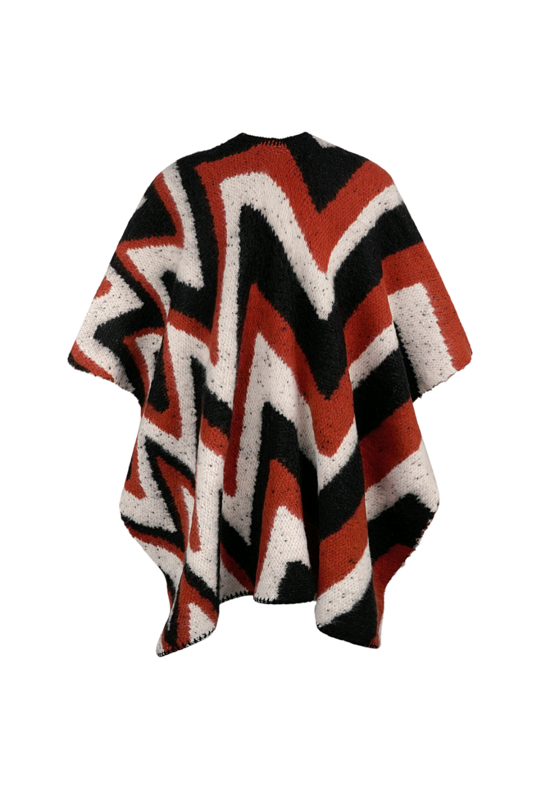 Dames omslagdoek/ poncho met grafische print - Zwart/ Oranje | Fall4Me collectie
