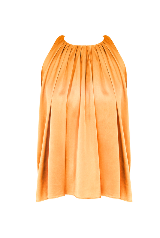 Silvia - Dames satijnen top - Koraal kleur/ Soft oranje | Rock that Skirt collectie