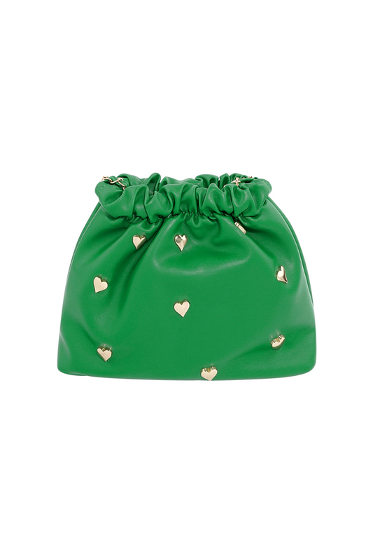 Dames Adore you schoudertas met hartvormige studs - Groen | Festival Ready collectie