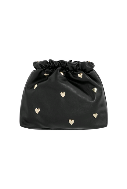 Dames Adore you schoudertas met hartvormige studs - Zwart | Festival Ready collectie