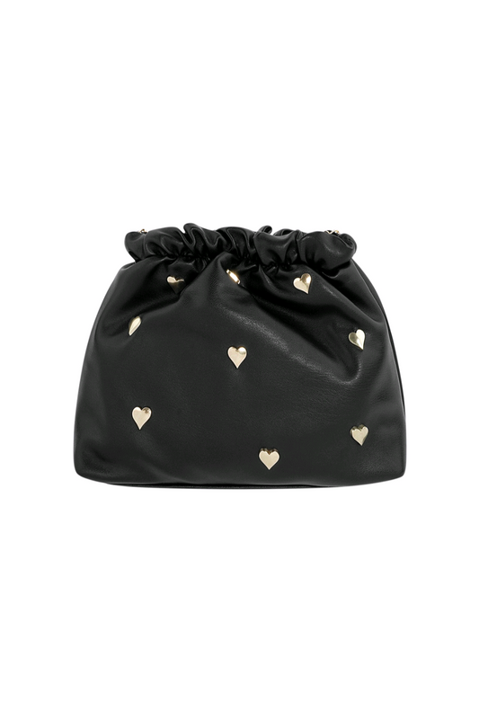 Dames Adore you schoudertas met hartvormige studs - Zwart | Festival Ready collectie